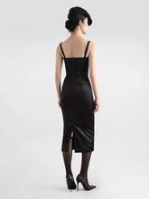 Dolce & Gabbana Black Satin Corset Midi Dress