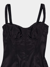 Dolce & Gabbana Black Satin Calf-Length Corset Dress