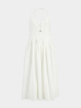 Dolce & Gabbana White Cotton Midi Halterneck Dress