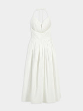 Dolce & Gabbana White Cotton Midi Halterneck Dress