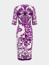 Dolce & Gabbana Majolica-Print Fitted Charmeuse Dress