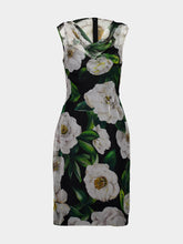 Dolce & Gabbana Black Gardenia-Print Chiffon Midi Dress