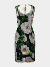 Dolce & Gabbana Black Gardenia-Print Chiffon Midi Dress