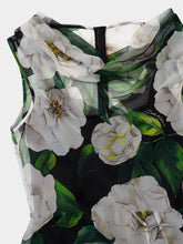 Dolce & Gabbana Black Gardenia-Print Chiffon Midi Dress