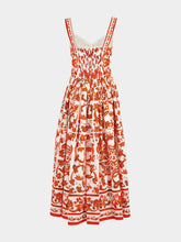 Dolce & Gabbana Orange Majolica-Print Long Poplin Dress