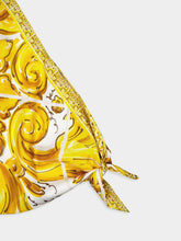 Dolce & Gabbana Yellow Majolica Print Silk Twill Halterneck Top