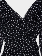 Dolce & Gabbana Black Polka-Dot Tulle Top with Wrap-Front Neckline