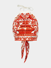 Dolce & Gabbana Orange Majolica-Print Silk Charmeuse Halter Top