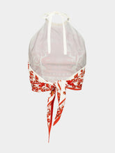 Dolce & Gabbana Orange Majolica-Print Silk Charmeuse Halter Top