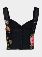 Dolce & Gabbana Rose Bouquet Cotton Bustier Top