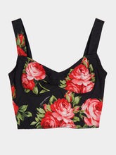 Dolce & Gabbana Rose Bouquet Cotton Bustier Top