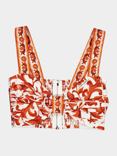 Dolce & Gabbana Orange Majolica-Print Cotton Crop Top