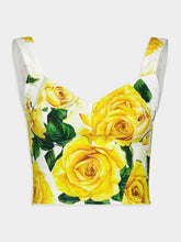 Dolce & Gabbana Yellow Rose Print Corset Top