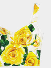 Dolce & Gabbana Yellow Rose Print Corset Top
