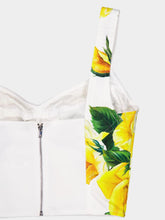 Dolce & Gabbana Yellow Rose Print Corset Top