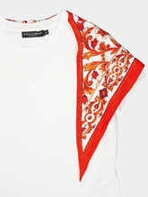 Dolce & Gabbana White Majolica Scarf T-Shirt