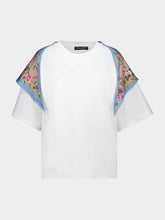 Dolce & Gabbana White Cotton T-Shirt with Floral Twill