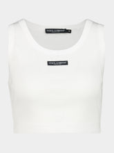 Dolce & Gabbana White Cotton Cropped Logo Tank Top