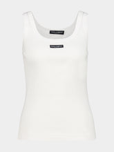 Dolce & Gabbana White Cotton Tank Top with Logo Label