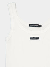Dolce & Gabbana White Cotton Tank Top with Logo Label