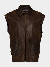 Dolce & Gabbana Brown Sleeveless Leather Jacket