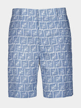 Fendi Blue FF Linen Bermuda Shorts