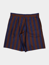 Fendi Navy Blue and Brown Pequin Silk Shorts