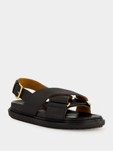 Marni Black Leather Fussbett Sandals