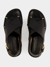 Marni Black Leather Fussbett Sandals