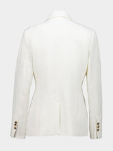 Ami Paris White Linen Double-Breasted Blazer