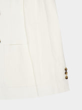 Ami Paris White Linen Double-Breasted Blazer