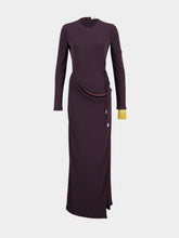 Fendi Dark Purple Draped Jersey Dress