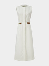 Fendi White Linen Sleeveless Midi Dress