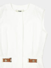 Fendi White Linen Sleeveless Midi Dress
