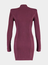 Violet Foncé Ribbed V-Neck Buttoned Bodycon Dress | HP - Fashion Clinic