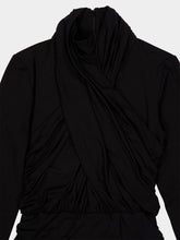 Balmain Black Pleated Jersey Midi Dress