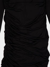 Balmain Black Pleated Jersey Midi Dress