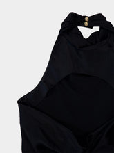 Balmain Black Backless Satin Draped Top