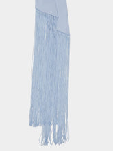 Blue Backless Fringed Satin Top | PDP - Fashion Clinic