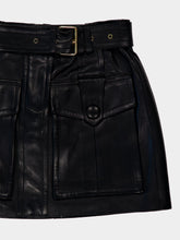 Balmain Black Belted Lambskin Mini Skirt