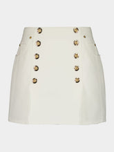 Balmain White Cotton Canvas Mini Skirt