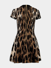 Balmain A-Line Leopard Print Jacquard Dress