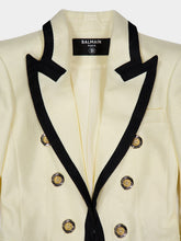 Balmain Beige Two-Tone Fitted Basketweave Jacket