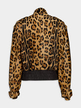 Balmain Leopard Ponyskin-Style Leather Bomber Jacket