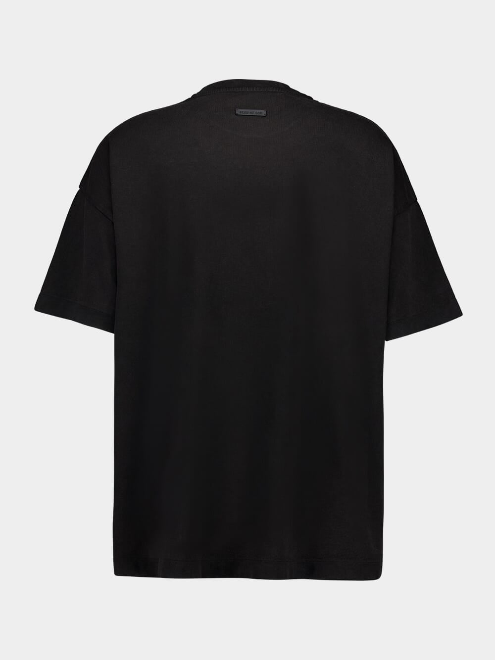 Black Cotton Logo Print T-Shirt