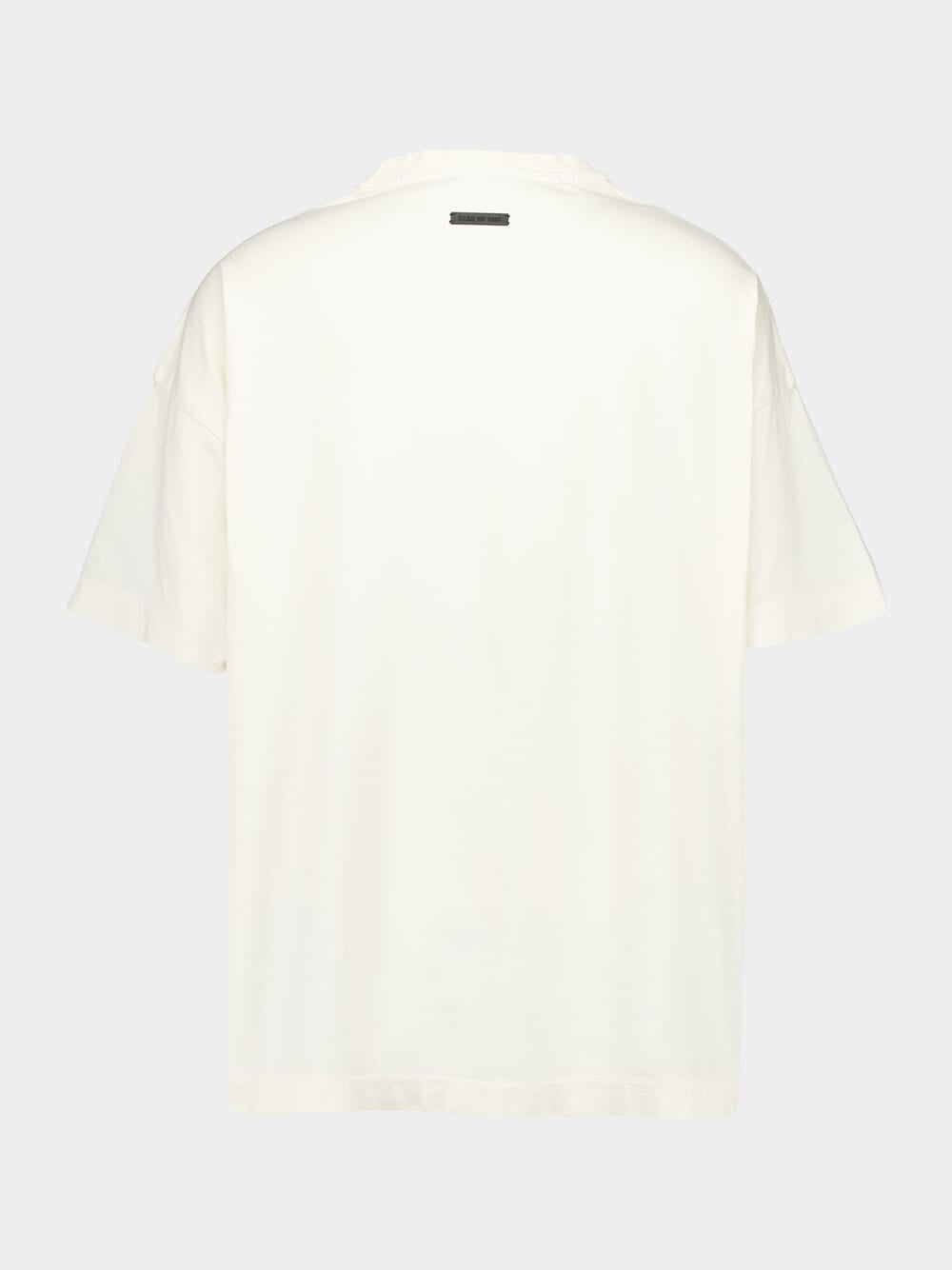 Cream Cotton Logo Print T-Shirt