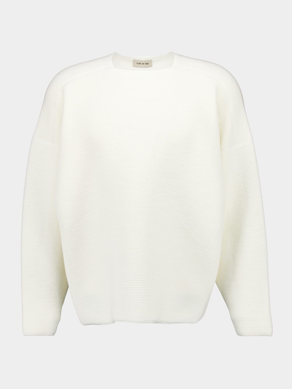 Cream Ottoman Ribbed Straight Neck Sweater