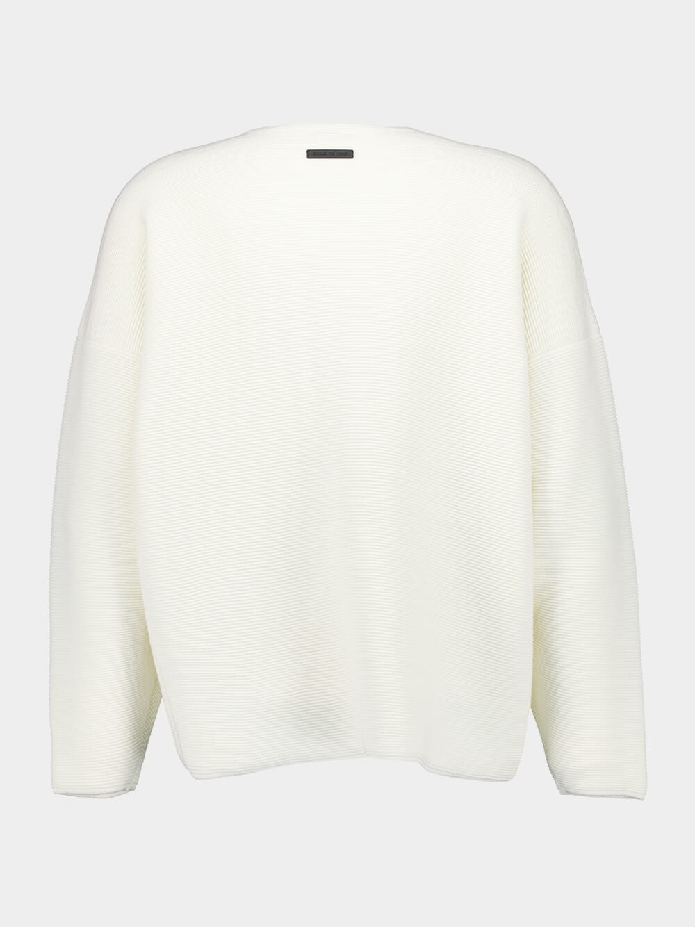 Cream Ottoman Ribbed Straight Neck Sweater