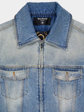 Balmain Blue Cropped Lined Denim Jacket
