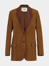 Fendi Brown Wool Mohair Blazer with Silk Lapels